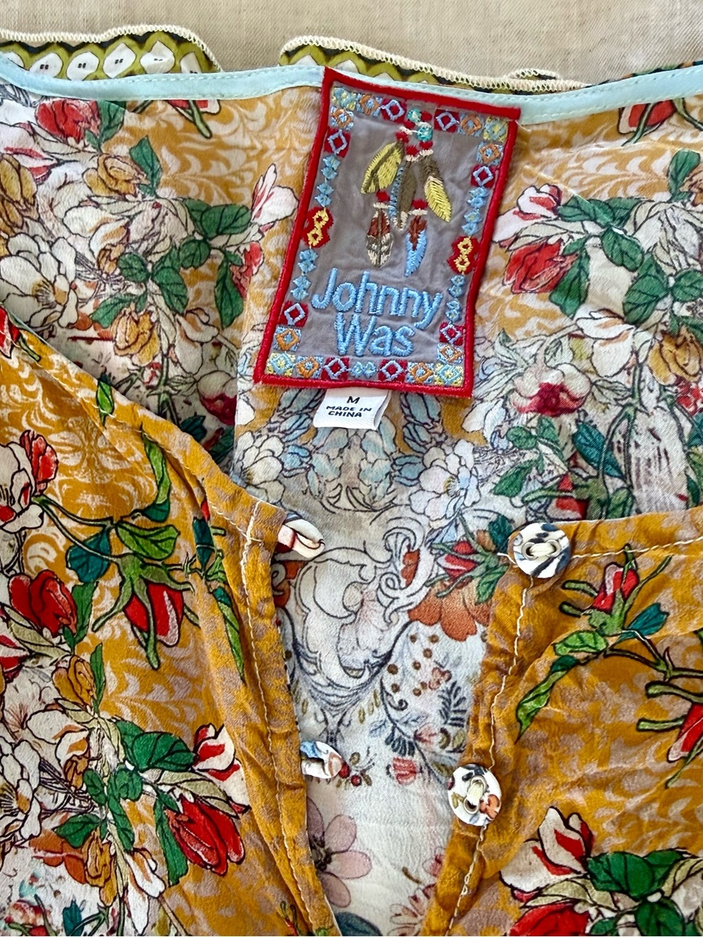 Johnny Was Light Blue Floral Paisley Maxi Dress - Picture 3 of 4